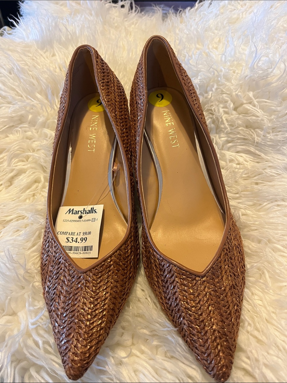 Nine West Brown Woven Pointed-Toe Pumps